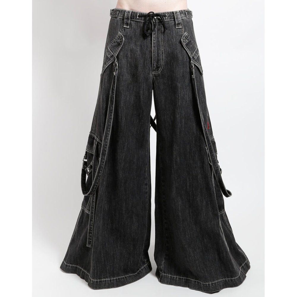 Tripp NYC - Booster Strap Black Denim Pantalon large - Noir